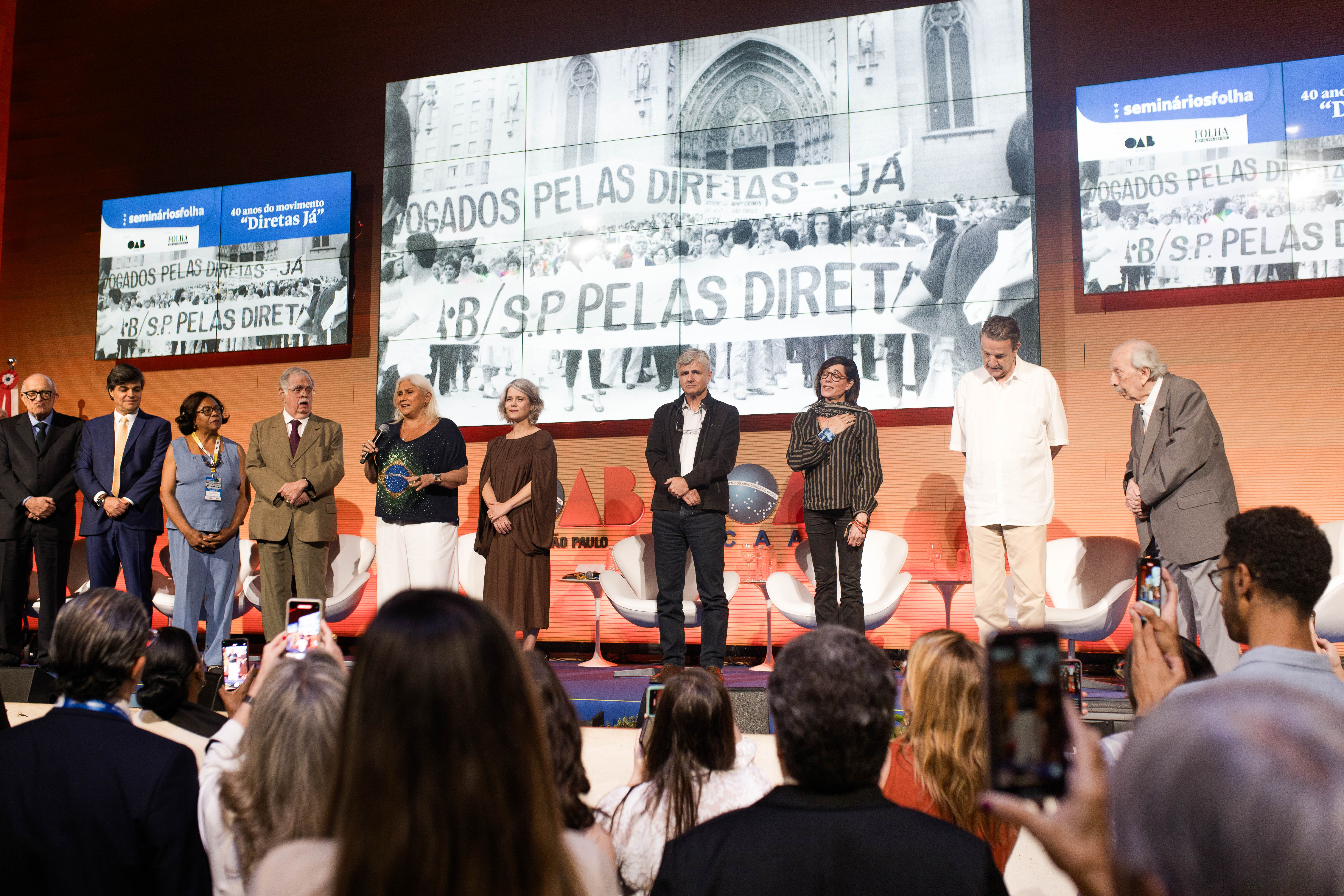 40 anos das Diretas: hino com Fafá de Belém e relatos de personalidades emocionam público na OAB SP