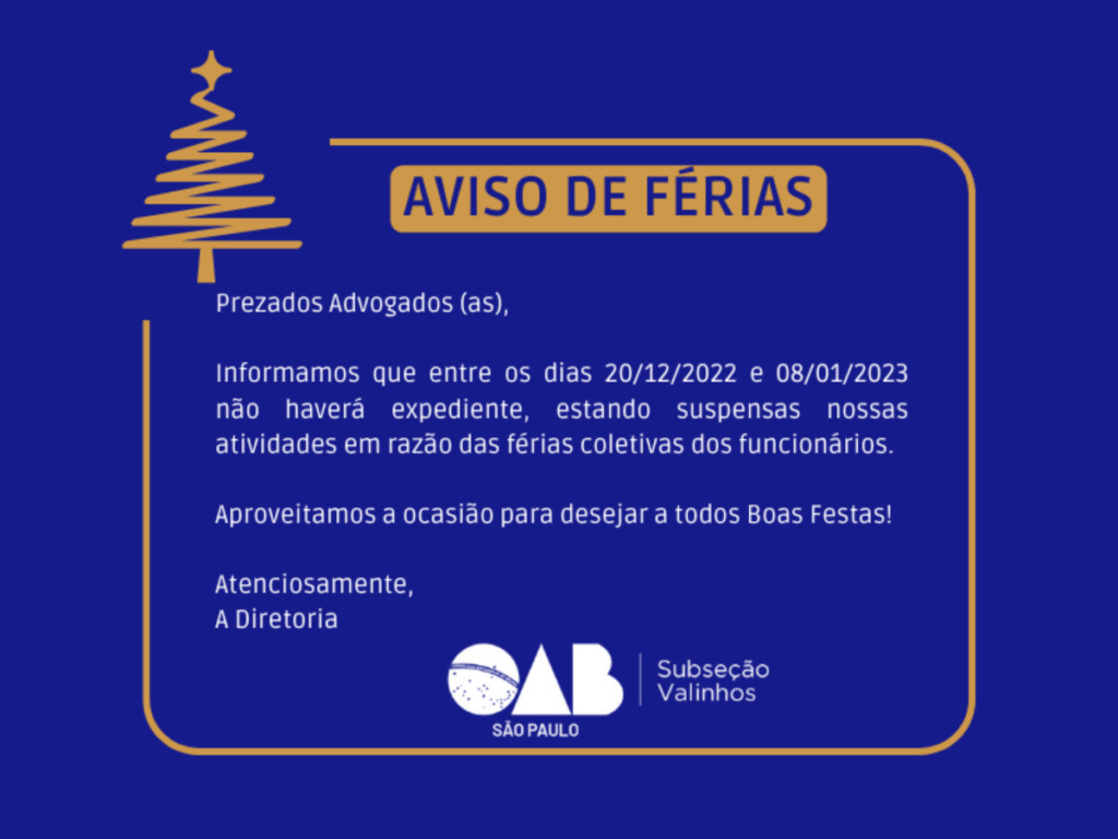 Comunicado de Férias