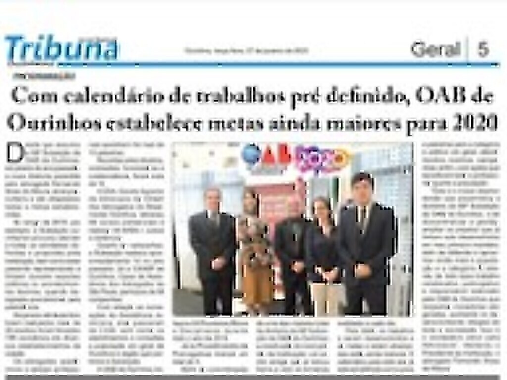Com Calendário de Trabalhos Pré Definido, OAB de Ourinhos Estabelece Metas Ainda Maiores para 2020