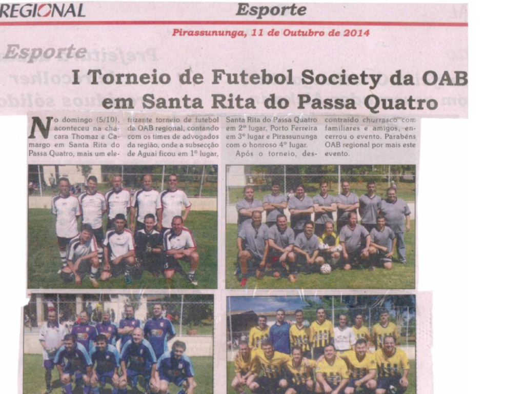 Subseção de Aguaí 1º lugar Futebol Society